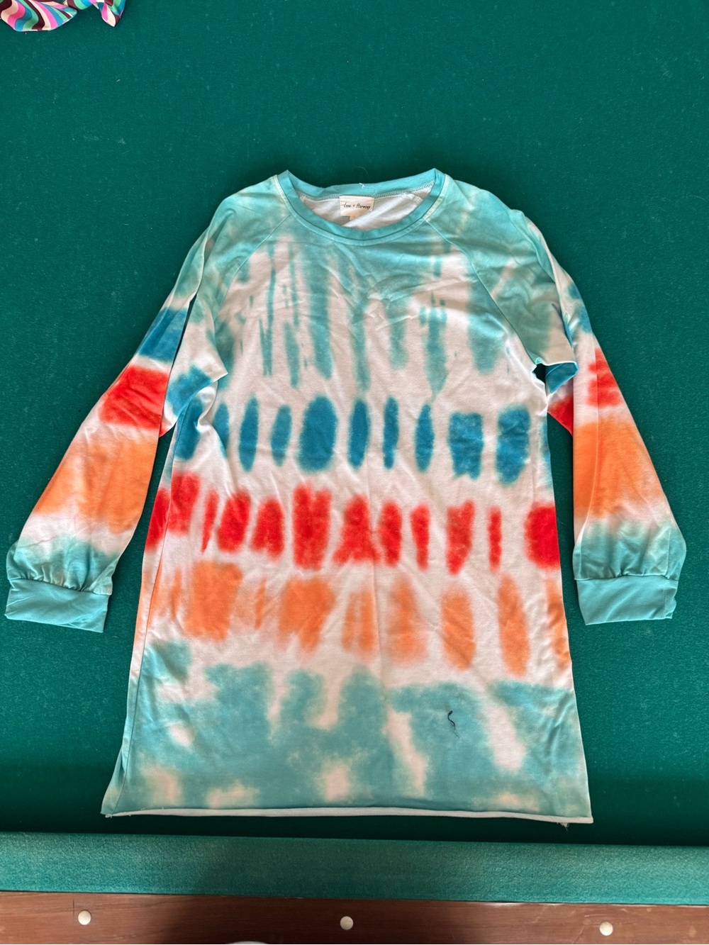 Women’s Tie-Dye Long Sleeve Camisole Top - Blue, Orange & Red